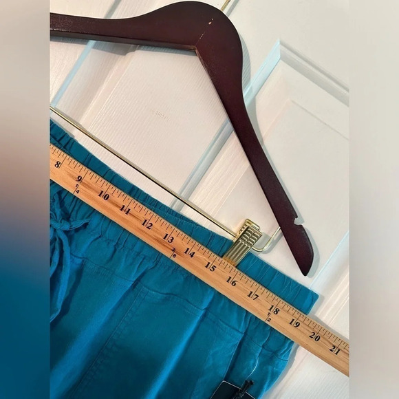NWT KUT from the Kloth Sandra Smocked Waist Linen Blend Pant XXL Teal Cerulean - Picture 7 of 12